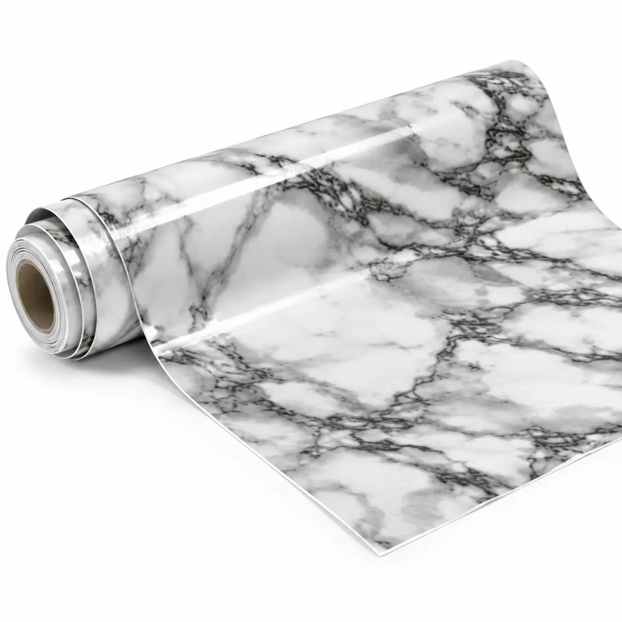 Ahty White Black Marble Peel and Stick Wallpaper, Self Adhesive Glossy Contact Paper for Countertop Cabinet Wall Decor 3 meters * 0.4 meters
