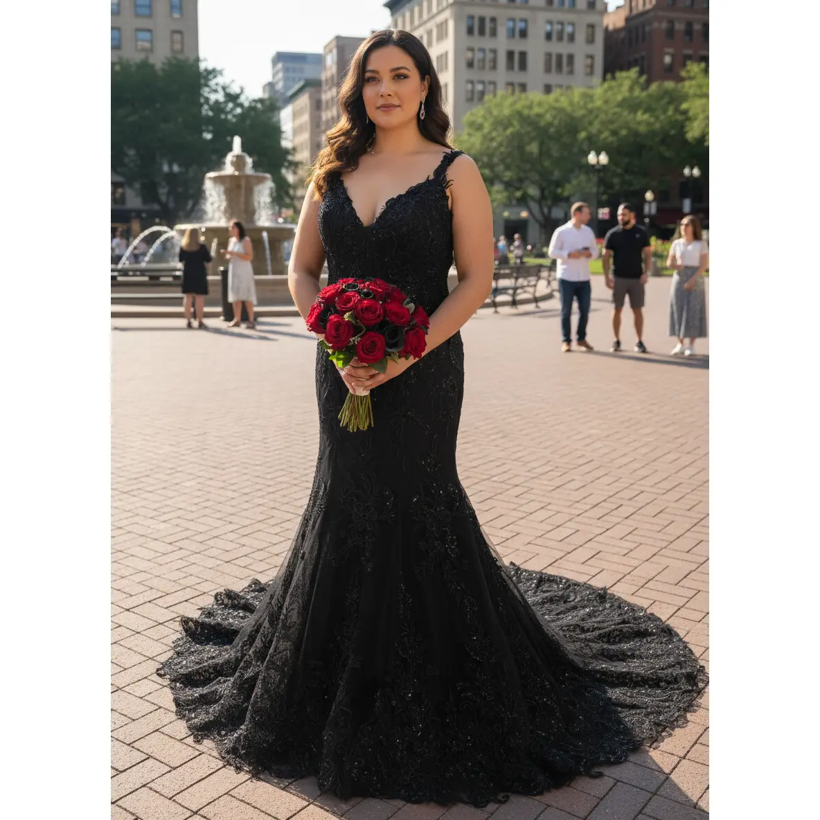 Talia Black Wedding dress, A--Line Black Wedding Dress, Gothic Wedding Dress, Black Bridal Gown,V neckline wedding dress, Custom wedding dress