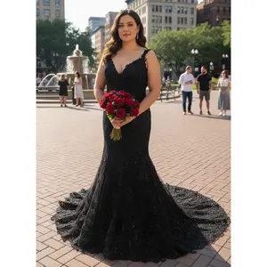 Talia Black Wedding dress, A--Line Black Wedding Dress, Gothic Wedding Dress, Black Bridal Gown,V neckline wedding dress, Custom wedding dress