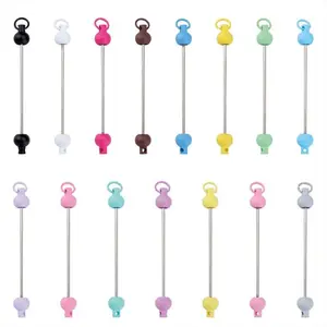 Beadable Pendant Bar for Keychains Badge Reels and Other DIY Projects - 5 PCS Random Colors