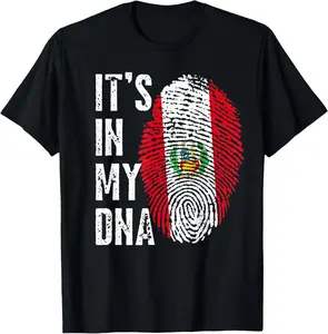 100%cotton It's In My DNA Proudly Peruvian American Peru Flag Heritage T-Shirt
