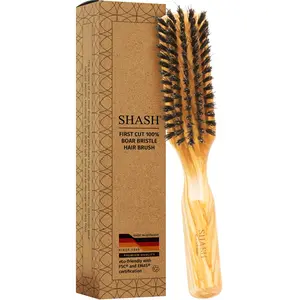 SHASH 100% First Cut Boar Bristle Hair Brush, Suitable For Thin To Normal Hair - Naturally Conditions Hair, Improves Texture, Exfoliates, Stimulates, Made in Germany