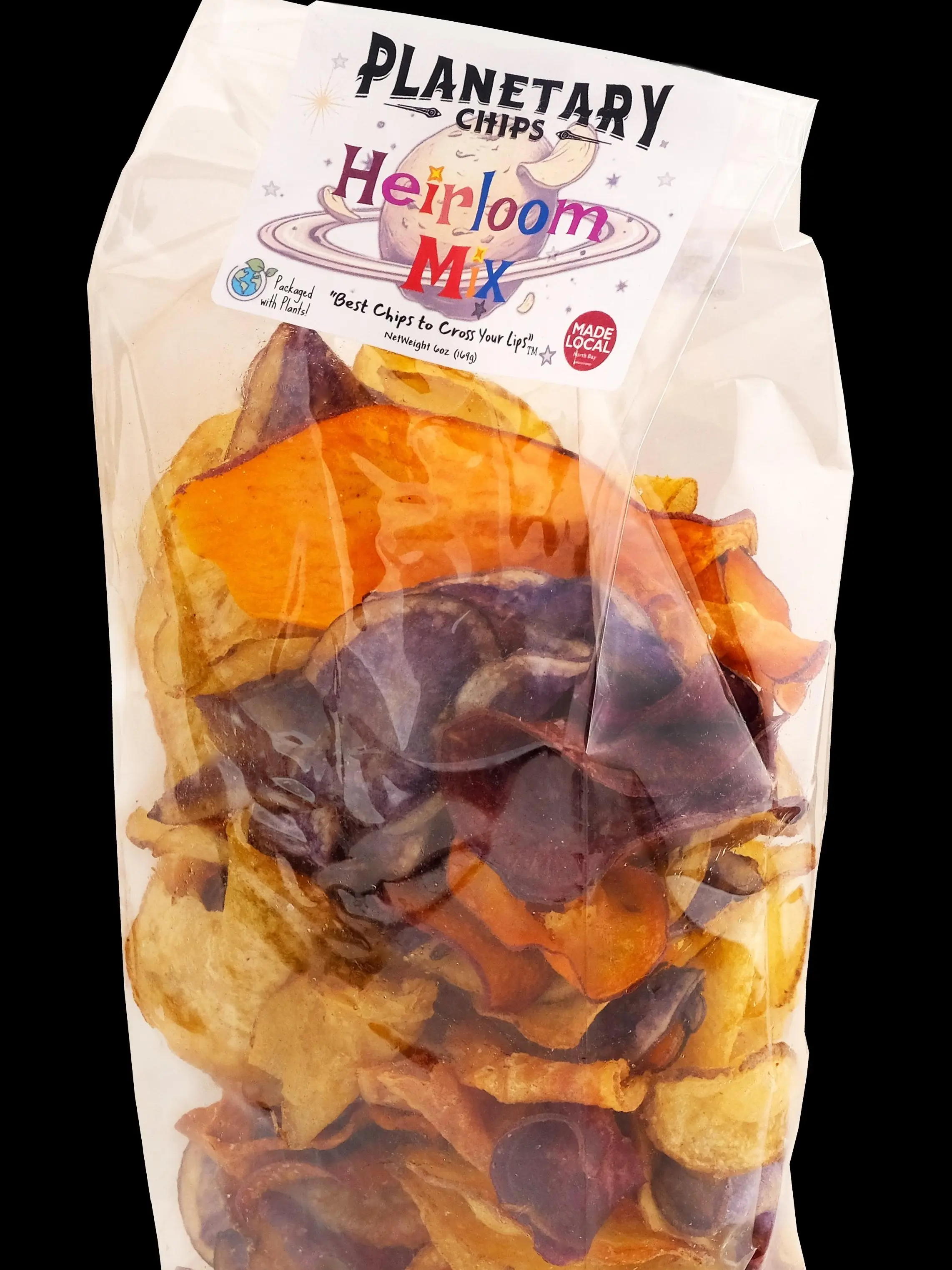 Planetary Chips OG Heirloom Mix Potato Chips 6.2oz Organic Vegan Gluten-Free Non-GMO Eco-Friendly Packaging Double-Fried Rice Bran Oil Snack Crispy