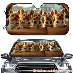 Yorkshire Terrier Car Sunshade, Heat-Resistant Front Windshield Protector, 2D HD Print, Ideal for Travel & Camping, Universal Fit