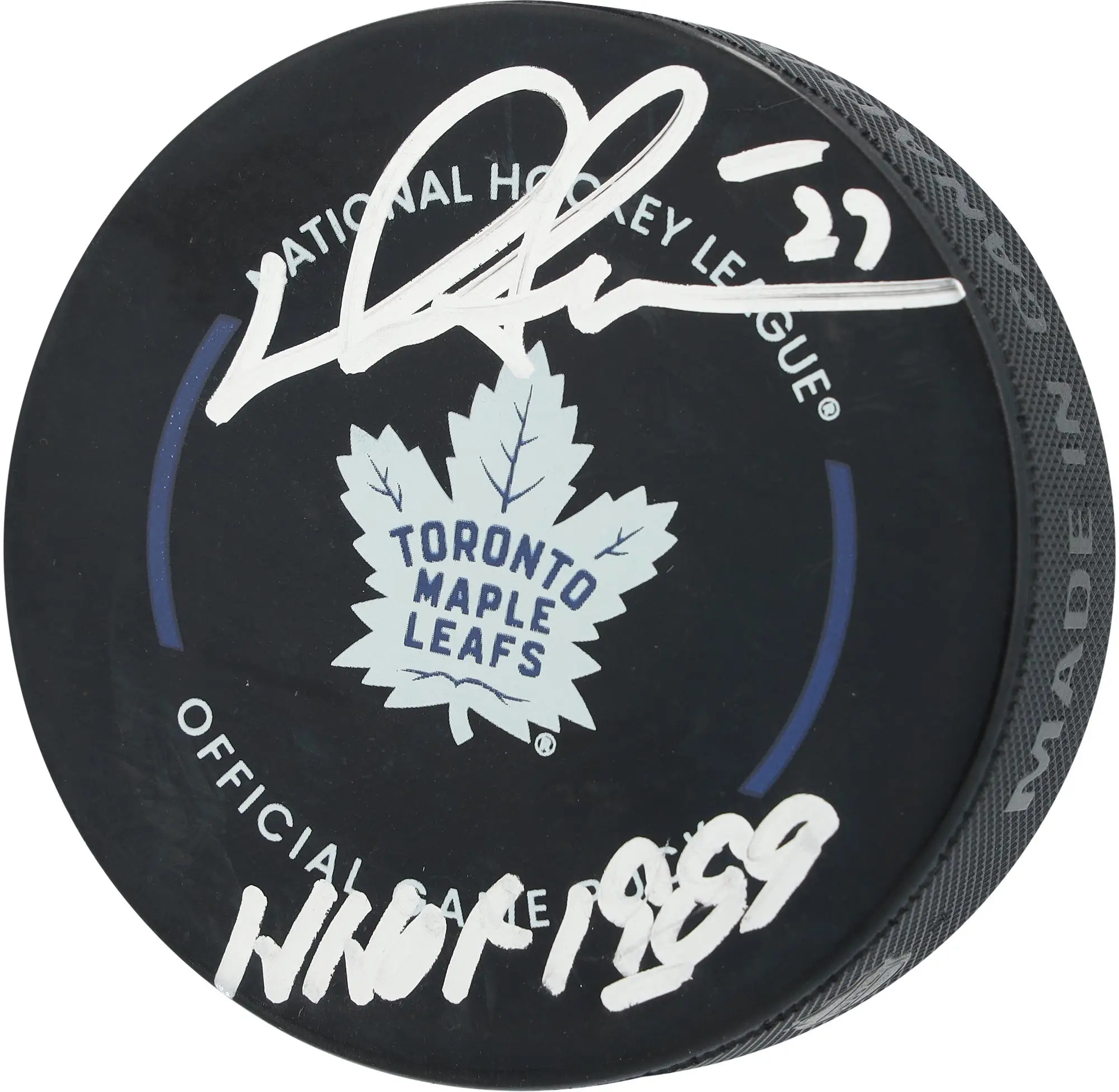 Darryl Sittler Toronto Maple Leafs Autographed Official Game Puck with "HHOF 1989" Inscription - Fanatics Authentic Certified