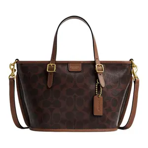 COACH TAXI 21 Logo Tote Bag for Women in Maple Brown with Crossbody Strap