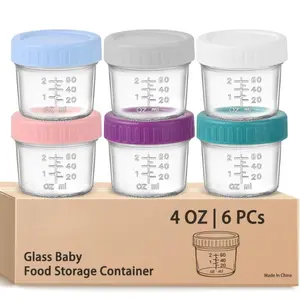 4 oz Glass Baby Food Containers with Lids, Leak Proof Freezer Safe Baby Food Storage Jars for Puree, Mother Birthday Gift