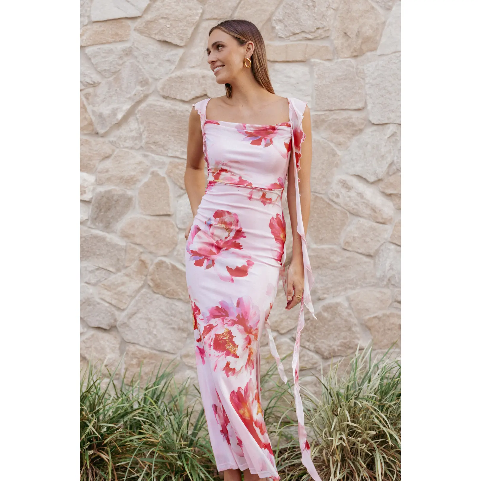 Chiara Maxi Dress - Pink Peony