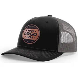 Custom Laser Leather Patch Richardson 112 Trucker Hat for Men & Women
