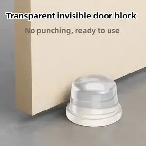 3pcs Transparent Silicone Door Stopper, No-Drill Installation, Under Door Mounting, Oil-Rubbed Finish, PET Material, Prevents Door Slamming, Ideal for Home and Office Use, Door Stopper for Travel