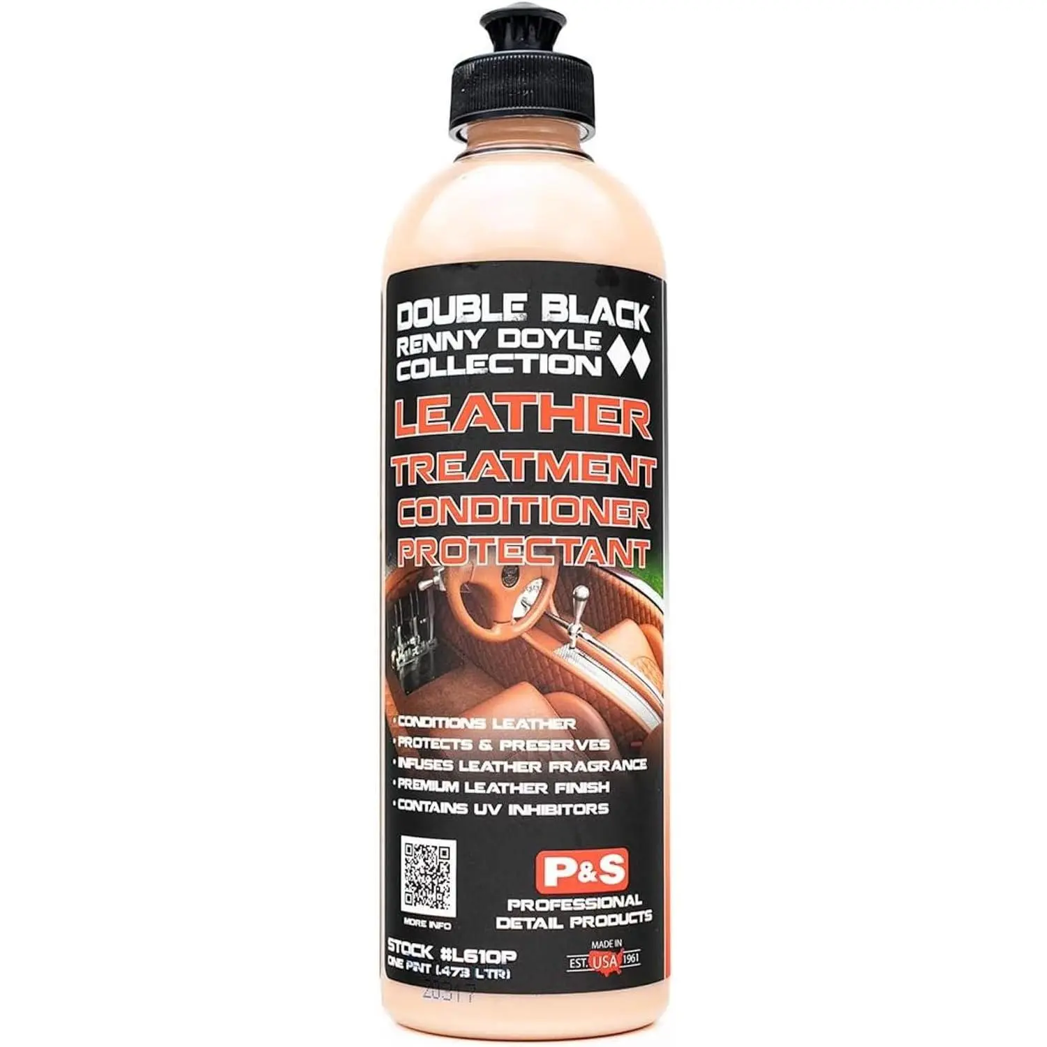 P & S Professional Detail Products Premium Leather Conditioner & Protectant Liquid - Car Interior Care for Car Seats, Furniture - Conditioning, UV Protection, Revives & Reconditions, Intense Scent - 1 pt