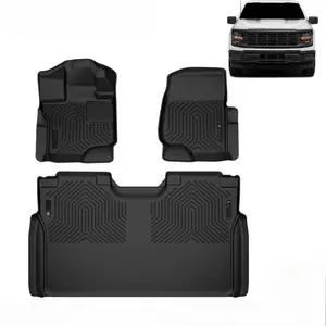 All Weather Floor Mats Black TPE Liners Fit For 15-24 Ford F-150 Super Crew Cab