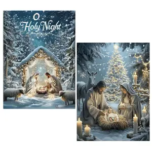 2 Pack Holy Night Nativity Scene Diamond Art Kit for Adults,Birth of Jesus Diamond Painting Kit,Religious Gem Art and Crafts,Christian Diamond Dots Kits,DIY Mosaic Kits,Home Decor 12x16 inch