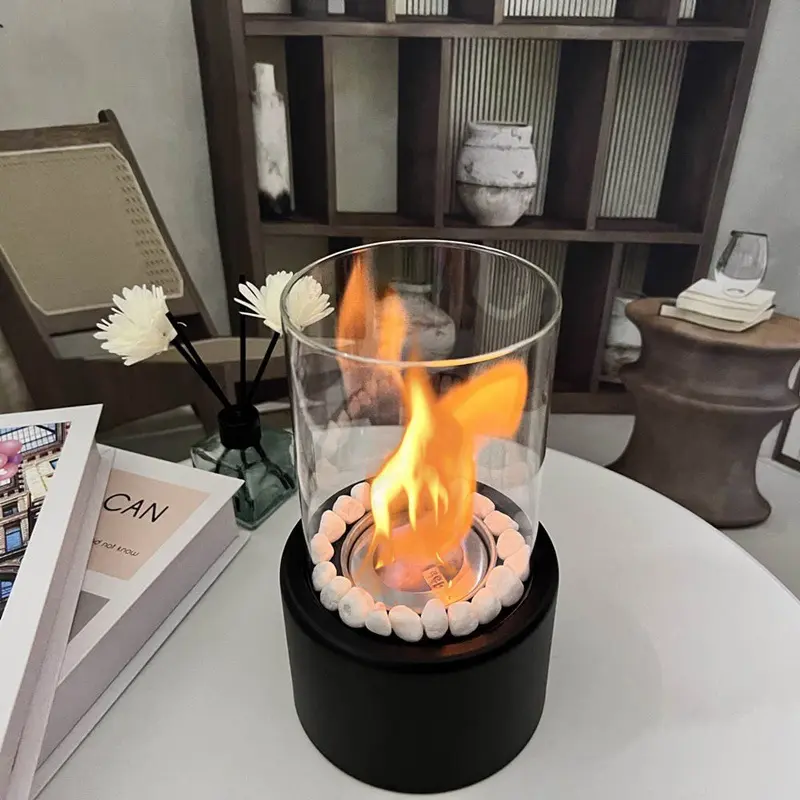 Round Tabletop Fireplace for Festive Gatherings, Perfect for Christmas Celebrations and Outdoor Camping Parties, Home Decor Accessory, Tabletop Fire Pit