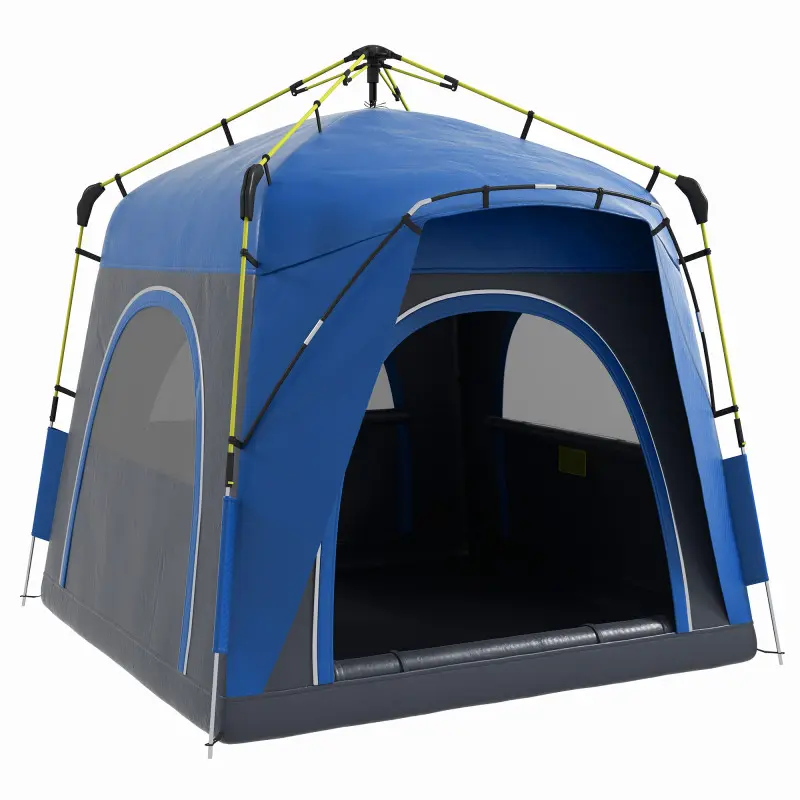 Bellemave 4-Person Pop-Up Camping Tent for Family Backpacking, 3-Season Water-Resistant 190T Polyester with 4 Doors, UV Sunshade & Carry Bag