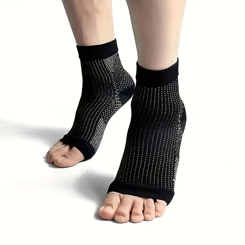 1 Pair Nanpu Crazy Compression Ankle Socks - Open Toe Design for Breathable & Stretchy Polyester Blend, Ideal for Daily Wear & Sports, Ankle Compression Socks