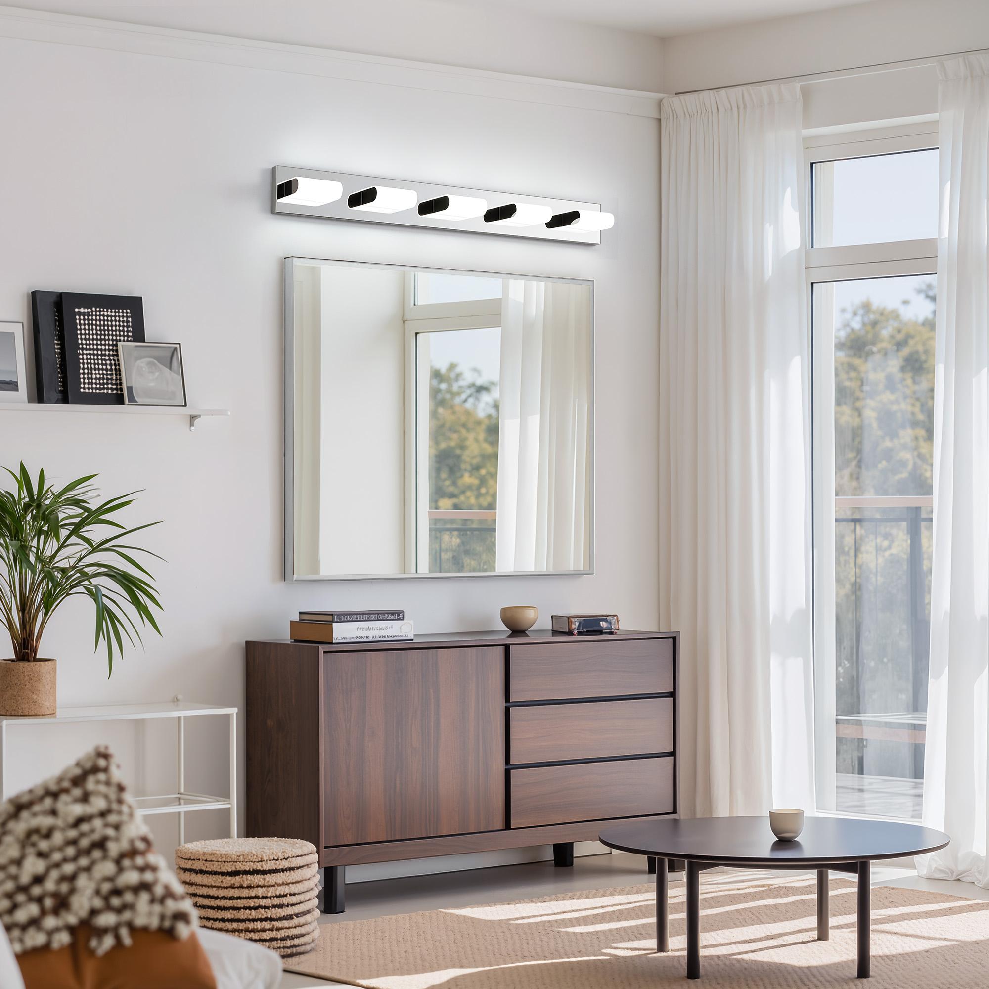 KDG LED Modern Bathroom Vanity Light Fixtures, 4 Lights Matte Black 5000K Wall Lighting Over Mirror, Lights for Dressing Room, Bedroom