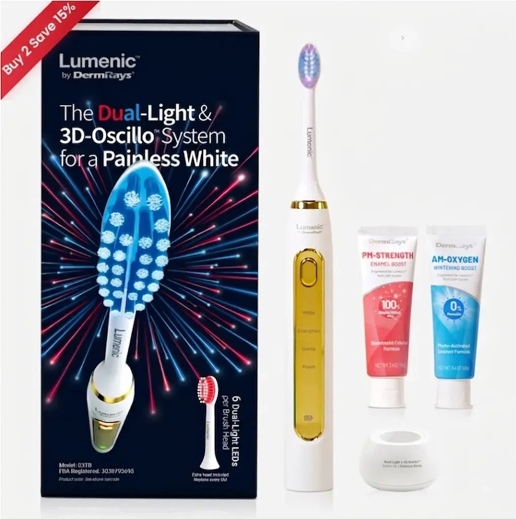 Lumenic Electric Toothbrush with Dual-Light & 3D-Oscillo System, Oral Daily Use with Brightening, Deep Cleaning Mode & Gum Care Mode