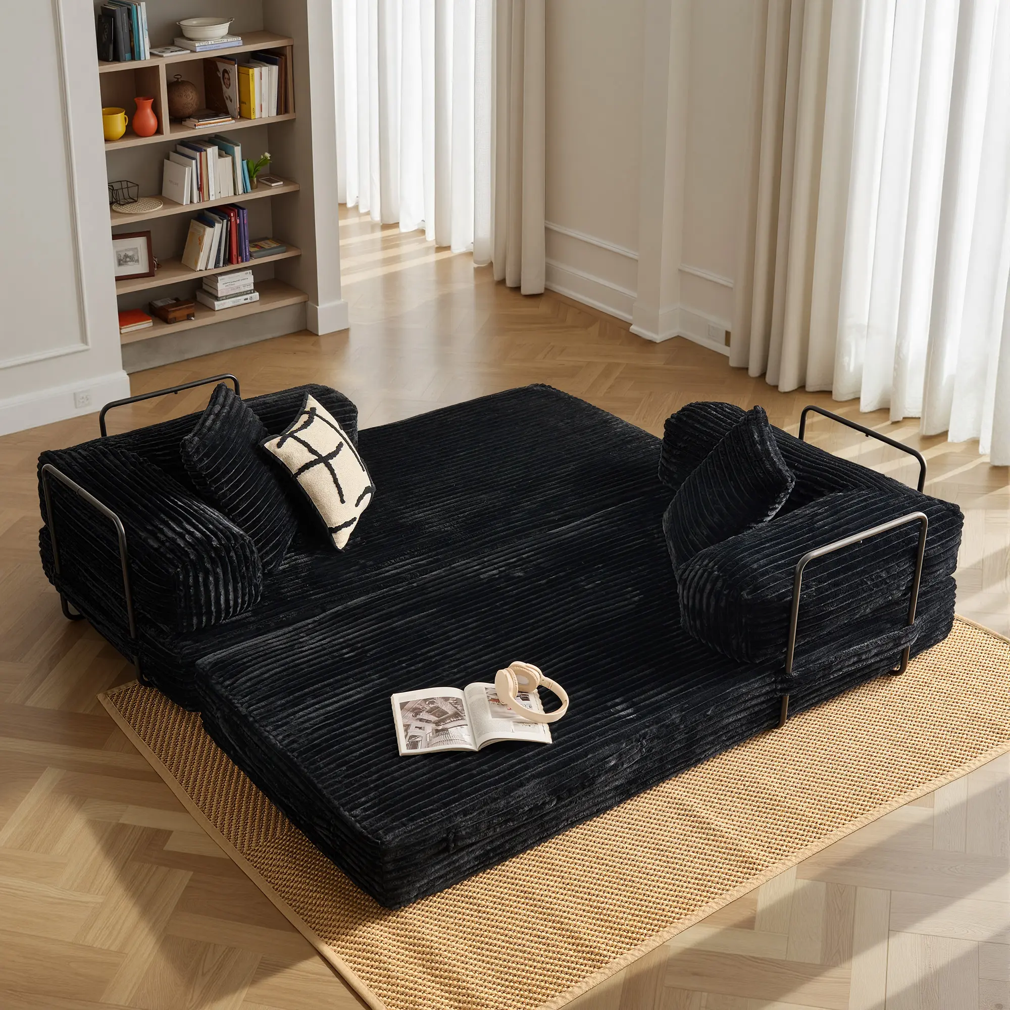 XIZZI 81" Boneless Cloud Couch with Fixed-Shape Frame Folding Convertible Sofa Bed Loveseat Sleeper Pull Out Bed Modular Futon for Living Room Bedroom Lounge Studio