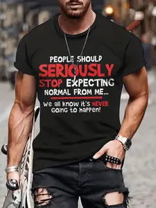 Men's Letter Print Round Neck Tee, Graphic Tees, Regular Fit Short Sleeve Crew Neck Graphic T-shirt, Summer Clothes, Cheap Graphic Tees, Streetwear Graphic Tees for Men