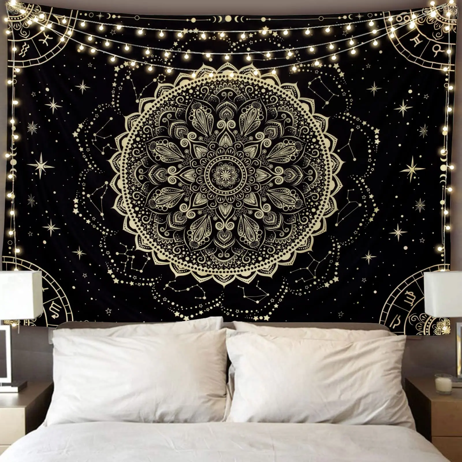 Bohemian Digital Print Decorative Polyester Tapestry Wall Hanging - 1 Piece Room Art for Bedroom Home Decor, Multiple Designs & Sizes, Home Inspo Collection 012