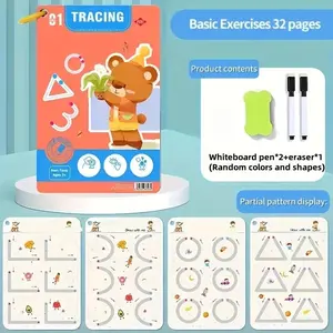 Toddler Pen Control Training Workbook, Magic Tracing Practice, Writing Drawing Educational Book, Reusable Exercise Book, Visual Learning Tools, Learning Materials