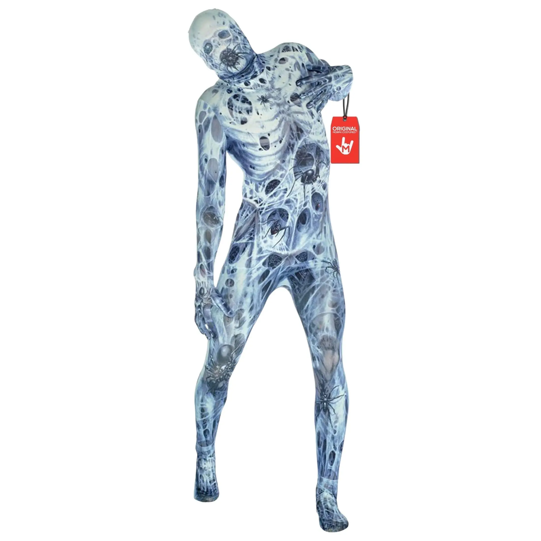 Men's Spooky Arachnamania Morphsuit Bodysuit - Stretchy, Breathable Fabric Halloween Cosplay Costume Set