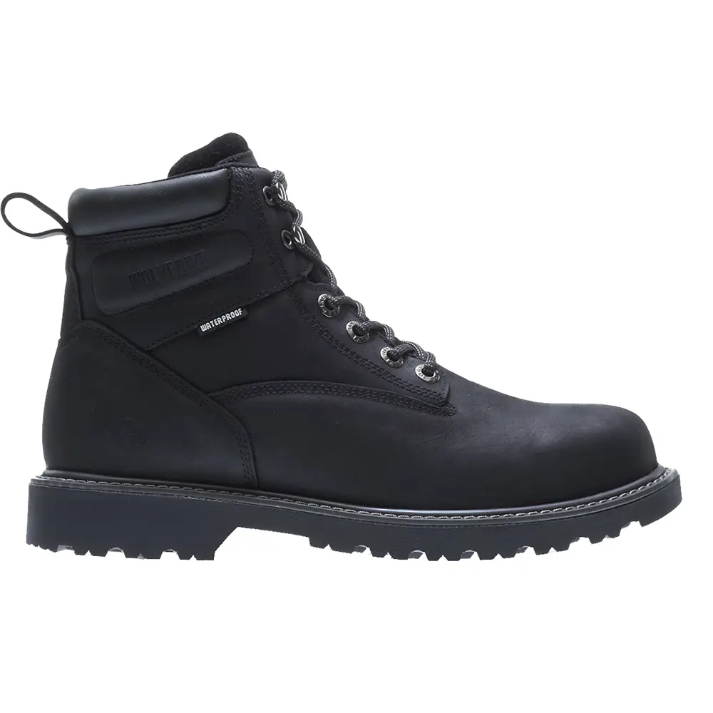 Wolverine Mens Floorhand 6 Inch Waterproof Soft Toe  Work/Duty - Black