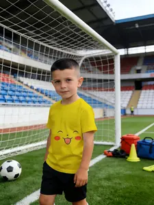 boy jersey Pikachu Face With Smiling Eyes And Cheeks Breathable, light and comfortable short sleeve T-shirt boys' short T-shirt