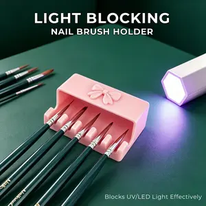 3D Printed Nail Brush Stand - UV Curing Protection, 5/8 Slots