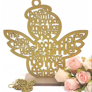 LUOKASI 12pcs Wooden Centerpiece Guardian Angel Baby with Stander Religious Centerpiece Cross Guardian Angel Baby Wings Baby Shower Communion Wedding Party Decoration Ornaments