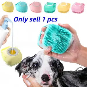 Gentle Silicone Pet Brush for Dogs and Cats with Shower Gel Dispenser, Massage and Clean All Pets, Ideal Grooming Tool