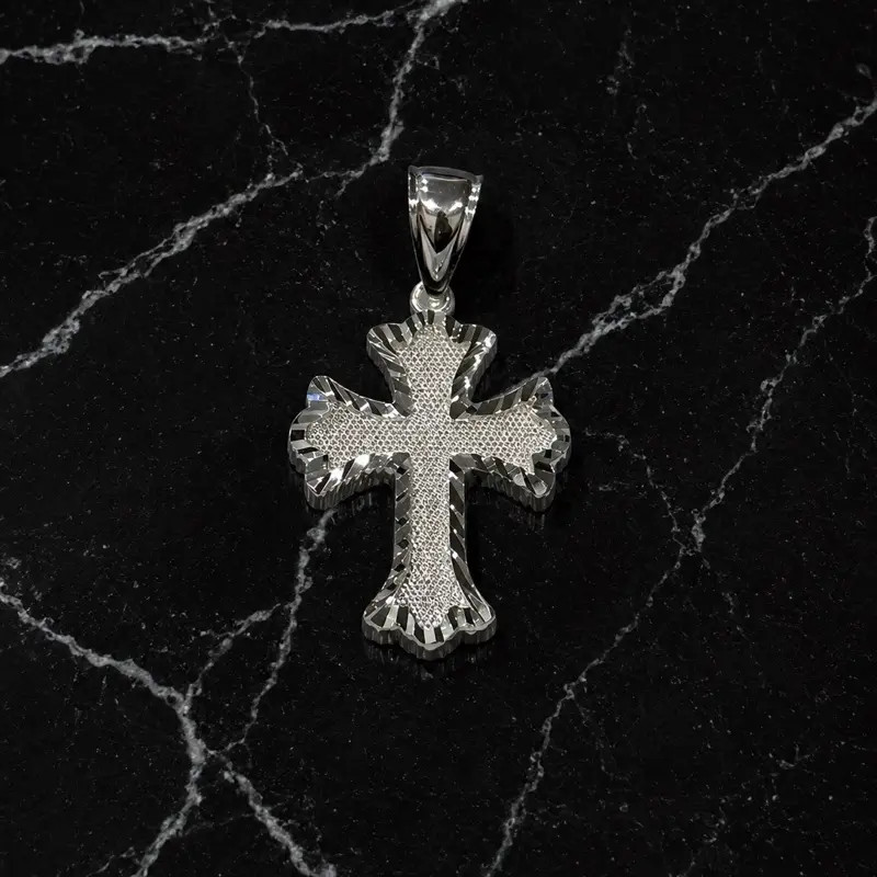925 Sterling Silver Diamond Cut Cross Pendant for Men & Women – Handmade Religious Christian Crucifix Jewelry