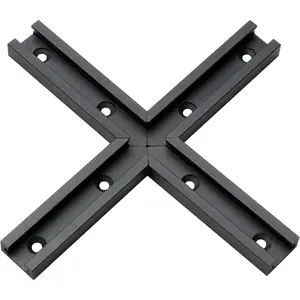 T-Track 3" Intersection Kit -Double Cut Profile Universal with Predrilled Mounting Holes -Woodworking and Clamps -High Strength  Alloy 6063 -Fine Sandblast Anodized 1PK