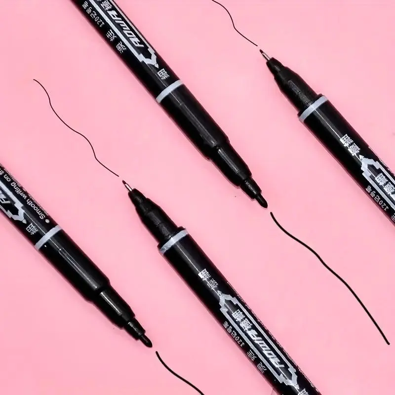 4-Pack Dual-Tip Permanent Markers with Fine and Chisel Nibs, Writing Pens, Alcohol-Based Non-Clogging Ink for Art and Sketching, Ideal for Office School Craft Supplies, Artist Drawing Pen, Dual End Marker, Double Tip Marker