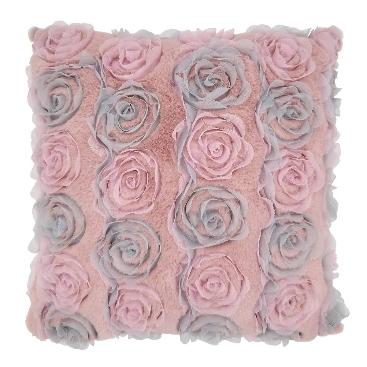 SARO 1943.RS17SP 17 in. Square Poly Filled Throw Pillow with Rose Wedding Cake Design Rose