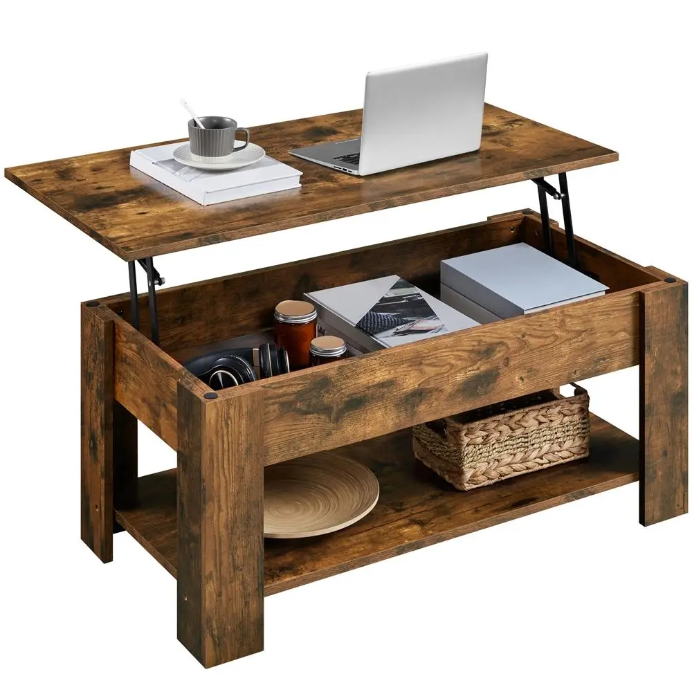 38.6” L Rustic Brown-Open Shelf