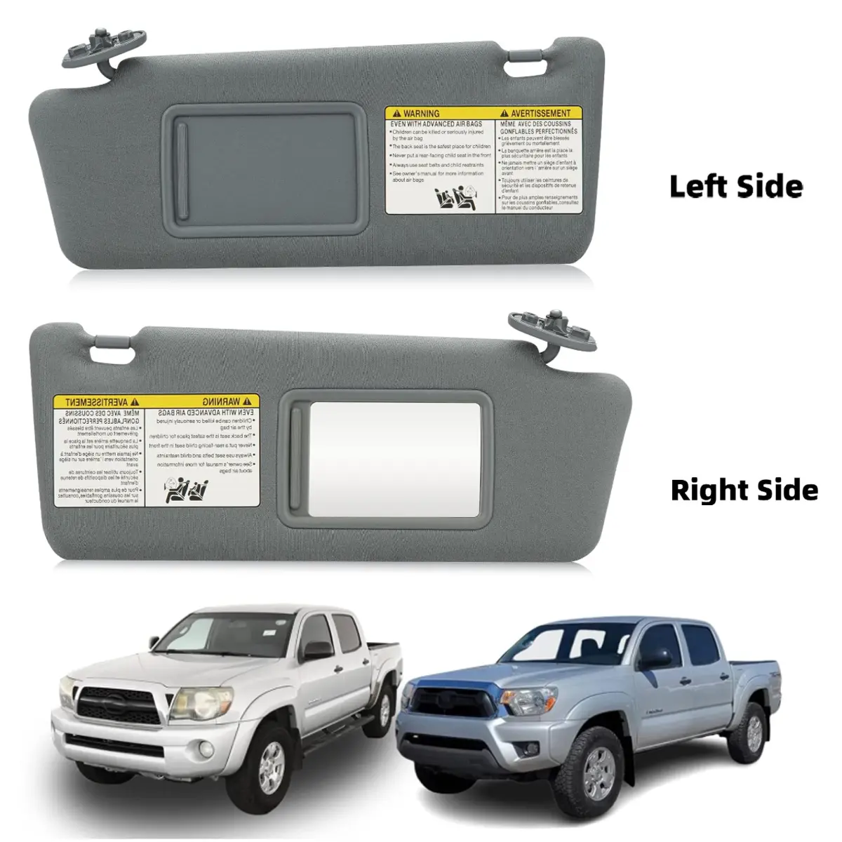 Left/Right Sun Visor for 2005-2015 Toyota Tacoma Without Light, Driver/ Passenger Sides Gray Sunvisor Replacement 74310-35C10-B0  74320-04180-B1 Father'sDayGifts Car Accessories Vehicle