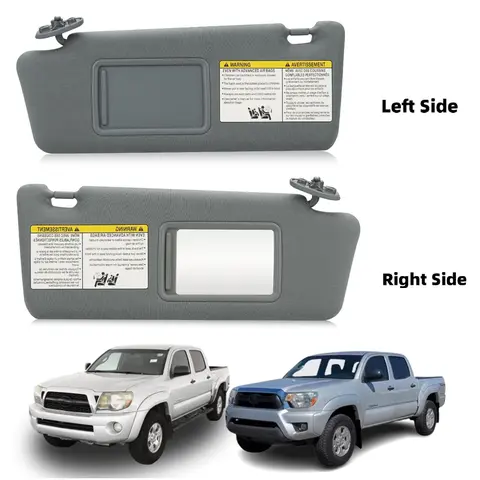 Gray Left/Right Sun Visor Replacement for 2005-2015 Toyota Tacoma Truck - Driver/Passenger Sides Without Light, Part Nos. 74310-35C10-B0 & 74320-04180-B1, Car Exterior Window Solar Protection