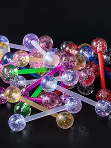 20pcs Bling Flexible Tongue Piercing Barbell for Women, Punk Tongue Rings, Fashion Jewelry, Random Color, 14 Gauge, Body Piercing Jewelry