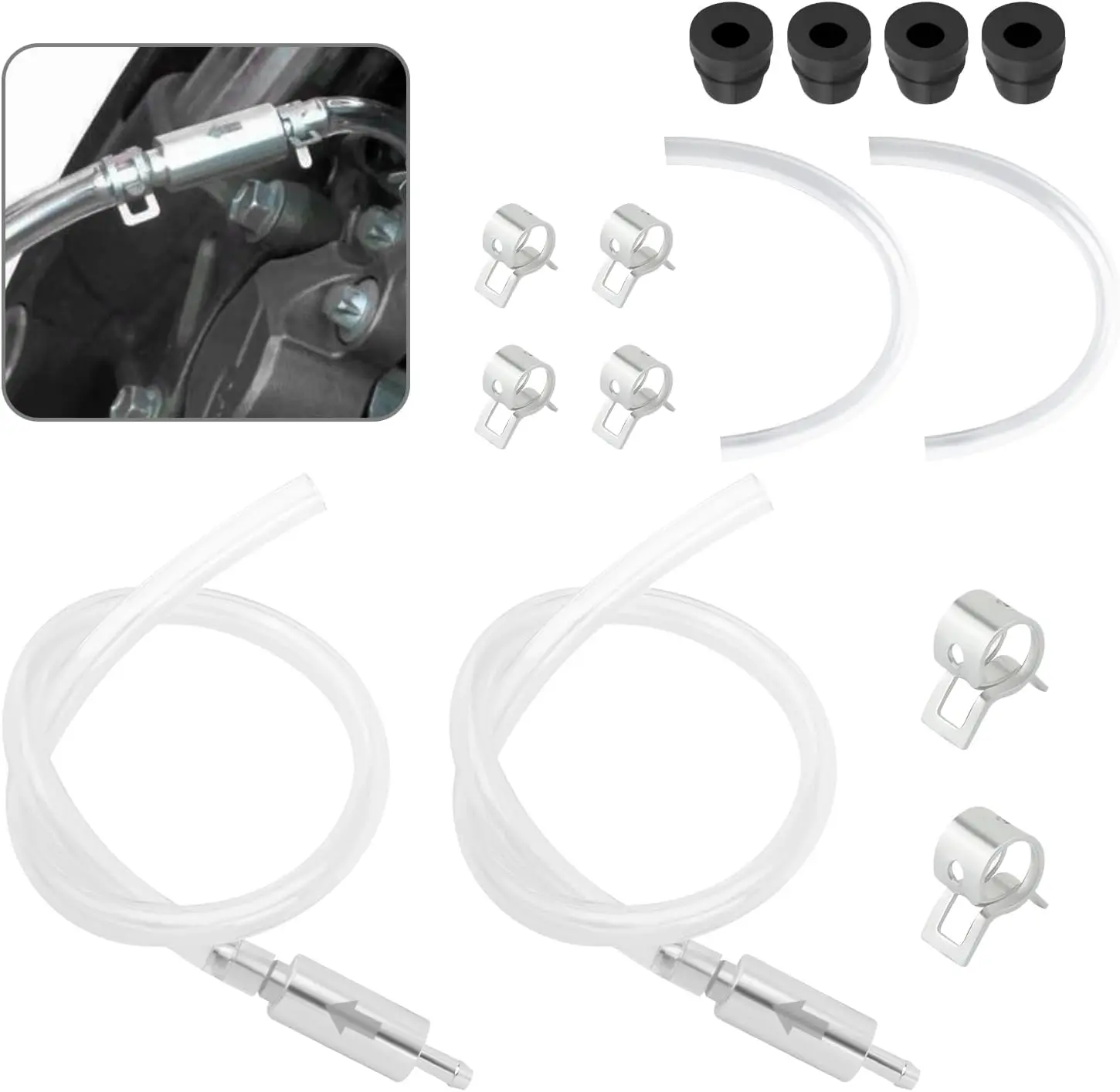 Brake Bleeder Hose Kit with One Way Check Valve for Car Motorcycle Clutch 2025 Upgraded Universal Fluid Bleeding Tool Soft Tube Metal Clips TikTokShopBlackFriday
