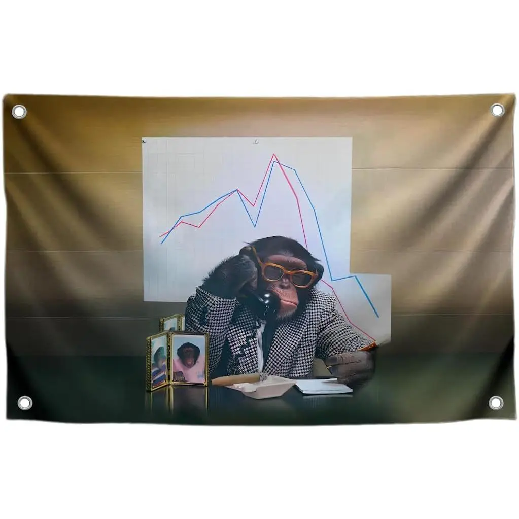 Funny Monkey Polyester Flag - Colorful Office Monkey Banner Wall Decoration for Home Living Room Bedroom Dormitory Machine Washable Backdrop