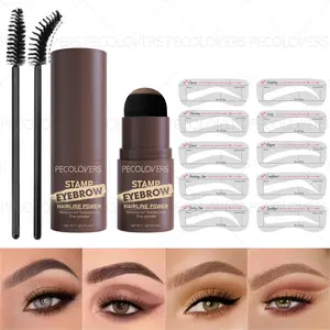 1SET Eyebrow Stamp Styling Kit, Brown, Waterproof and Smudge-proof, Natural and Wild Eyebrows. Multifunctional, Easy To Color, Eyebrow Shape with 10 PCS