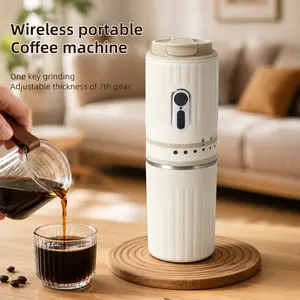Portable Electric Coffee Grinder for Travel & Camping, USB Rechargeable Conical Burr Grinder with 7 Settings, All-in-One Coffee Maker with 304 Stainless Steel Filter & Cup