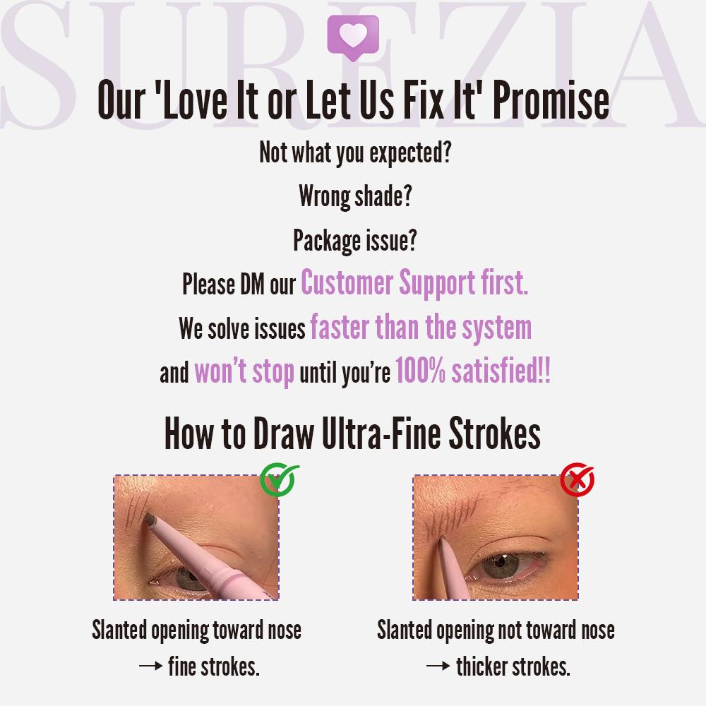 SUREZIA Feather Edge Brow Pencil 3-in-1 Kit (Pencil + Refill + Sanding Sponge) Dual-Effect Tip for Two Looks Stays Sharp