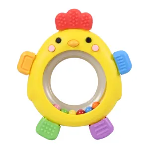 Baby Rattle Teething Ring, Sensory Teether, Anti-Tangle Design, Enhances Hand Grip, Promotes Hearing Development, Dental Health, Infant Toy
