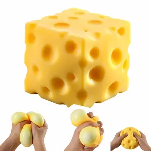Cheese Squishy Fidget Toy Soft Stretchy Slow Rising Stress Relief Squishy Cute Realistic Squeeze Toy for Adults Teens Viral Sensory Toy