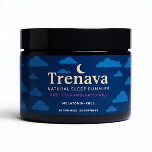 Trenava Natural Sleep Gummies - 30 Servings - Sweet Strawberry Stars (Melatonin Free)
