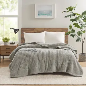 True North by Sleep Philosophy TN54-0502 100 x 90 x 0.25 in. Sherpa Heated Blanket, Grey - King Size