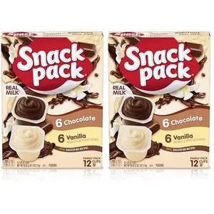 Snack Pack Chocolate and Vanilla Pudding Cups FamilyPack, 3.25 Ounce (Pack of 24)